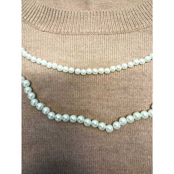 Doncaster Sport Wool Sweater with Pearl Neckline Vintage Camel Brown Large - Picture 5 of 10